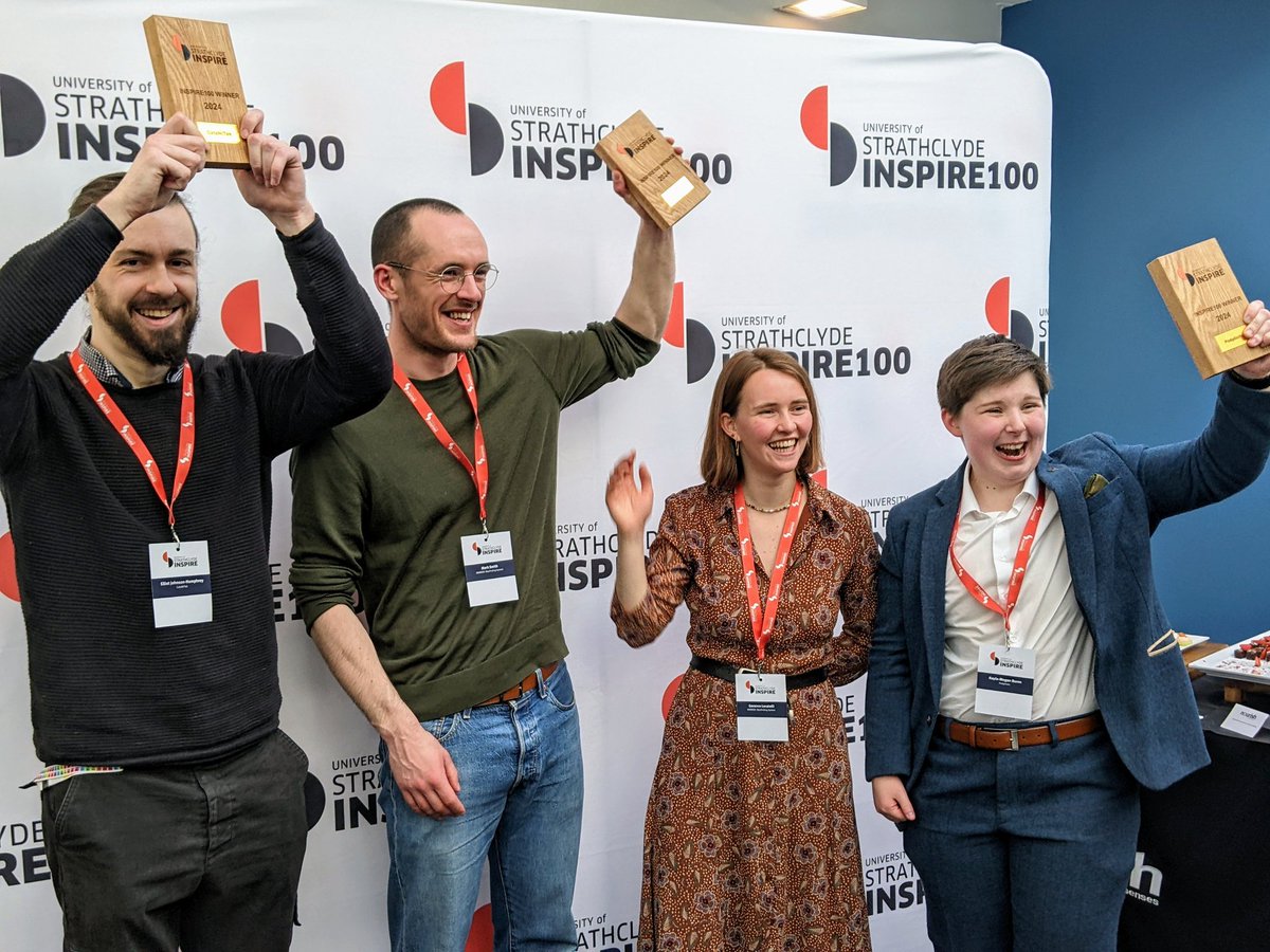 Congratulations to all the winners at tonight's University of Strathclyde #Inspire100 event... CataNiTec, Wayfinding System and Podplistic

#StrathEntrepreneurialCampus