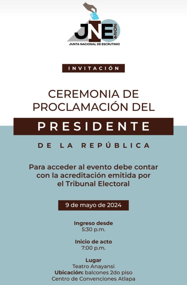 #AEstaHora Esta noche se realiza la ceremonia de proclamación del nuevo presidente electo, José Raúl Mulino. El evento inicia a partir de las 7:00 pm, teatro Anayansi, del Centro de Convenciones ATLAPA.