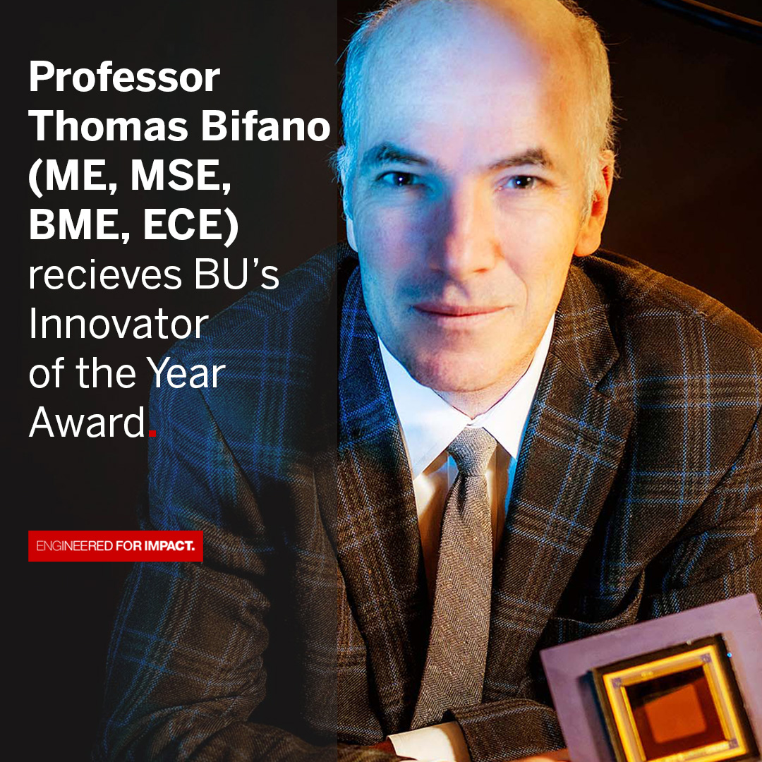 Professor Thomas Bifano (@BuMechE @BU_MSE @BU_BME @BU_ece) receives BU's Innovator of the Year Award! spr.ly/6016jlKBK
