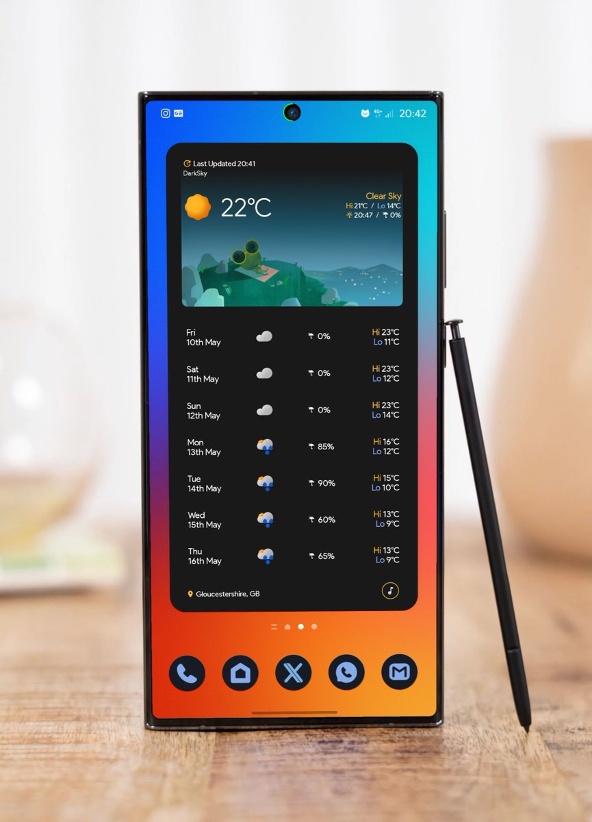 Just when the weather was getting good look at next week 😭☀️🌧️🌧️🌧️
#s23ultra #android14 #googleweatherfrog #oneui6_1 #kwgt #Samsung