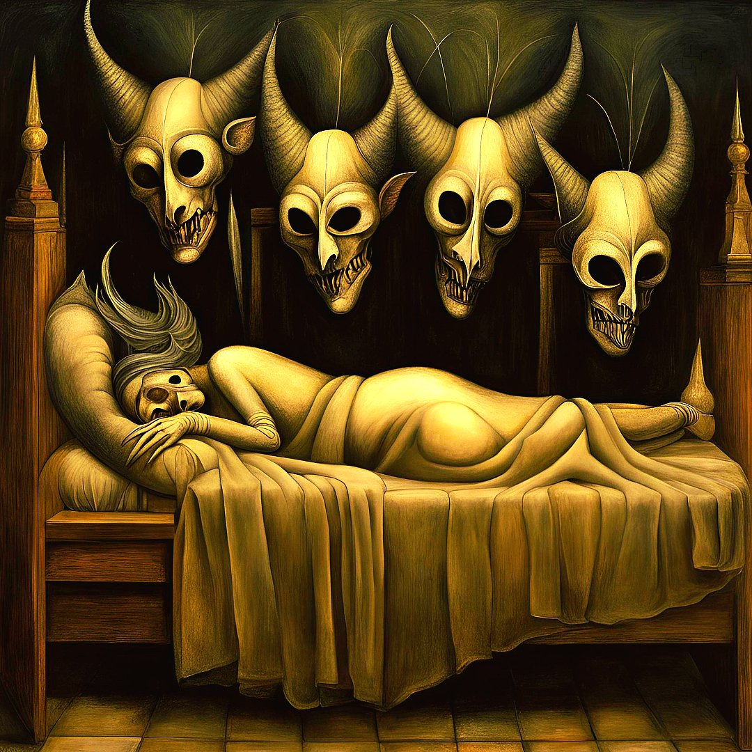 GN! This is how me and my demons look tonight. What about yours?#nftart Next I will manifest the healing fairies but not tonight.
