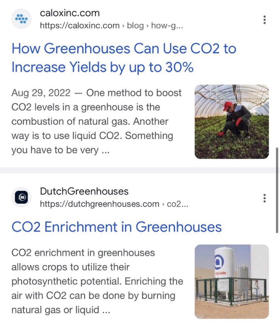 @jordanbpeterson Facts! We literally pump C02 into greenhouses, called “C02 Greenhouse Enrichment”, which results to as much as 30% higher yields! C02 = Plant food 🌱