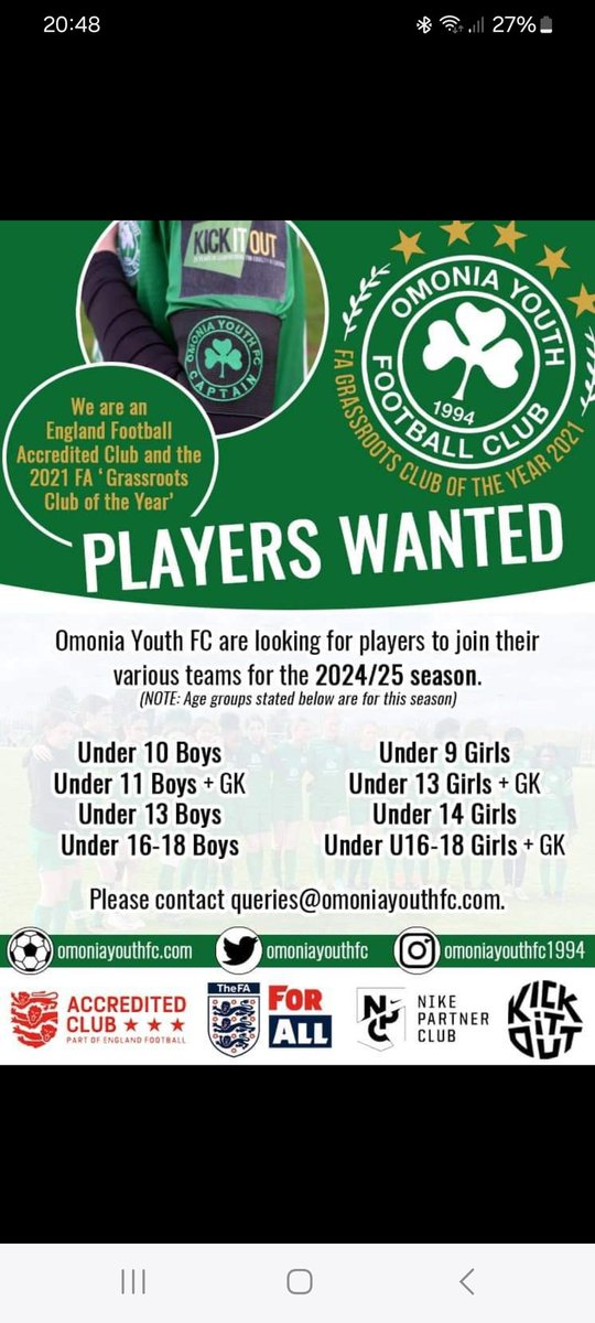 Anyone looking for a football club in North London, a community club for all abilities....@OmoniaYouthFC @middxfa