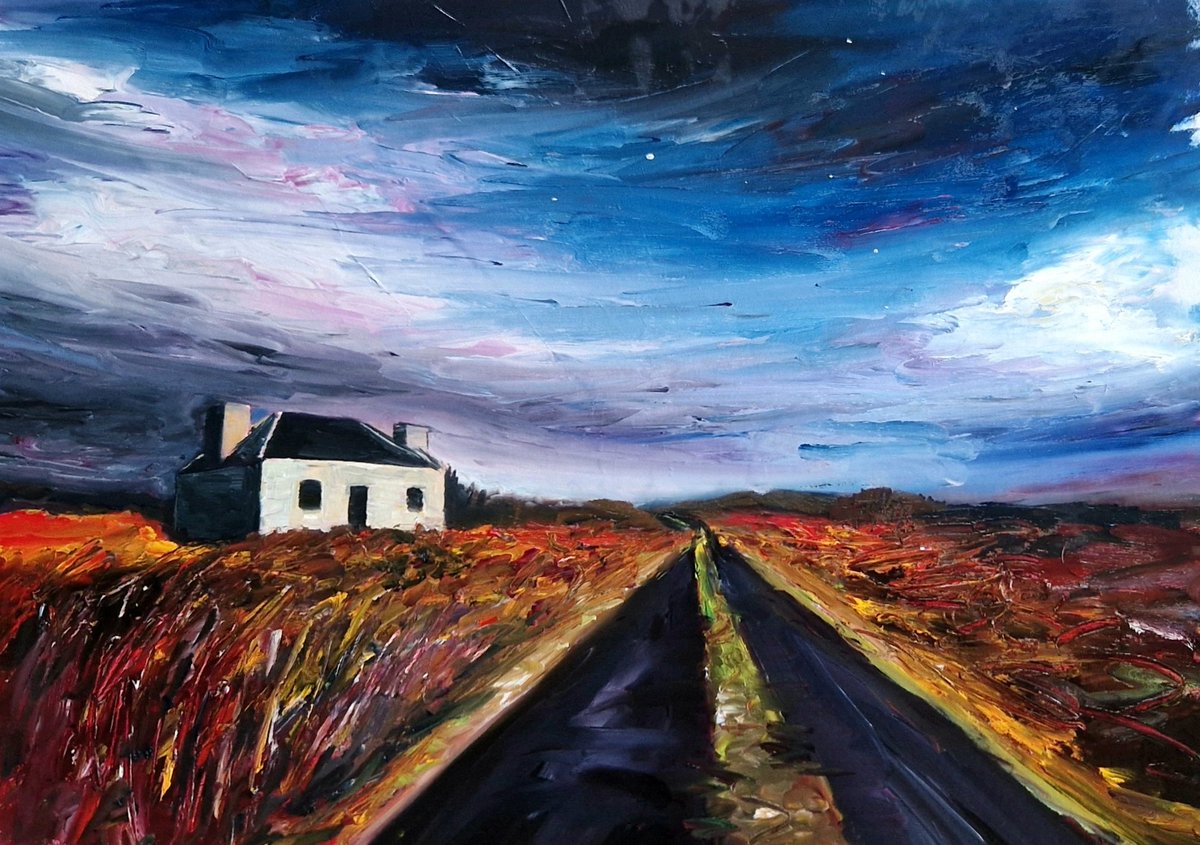Aoifedowdartist's tweet image. Oíche ghealaí🤍 i gCarna #moonlit #Conamara #oilpainting