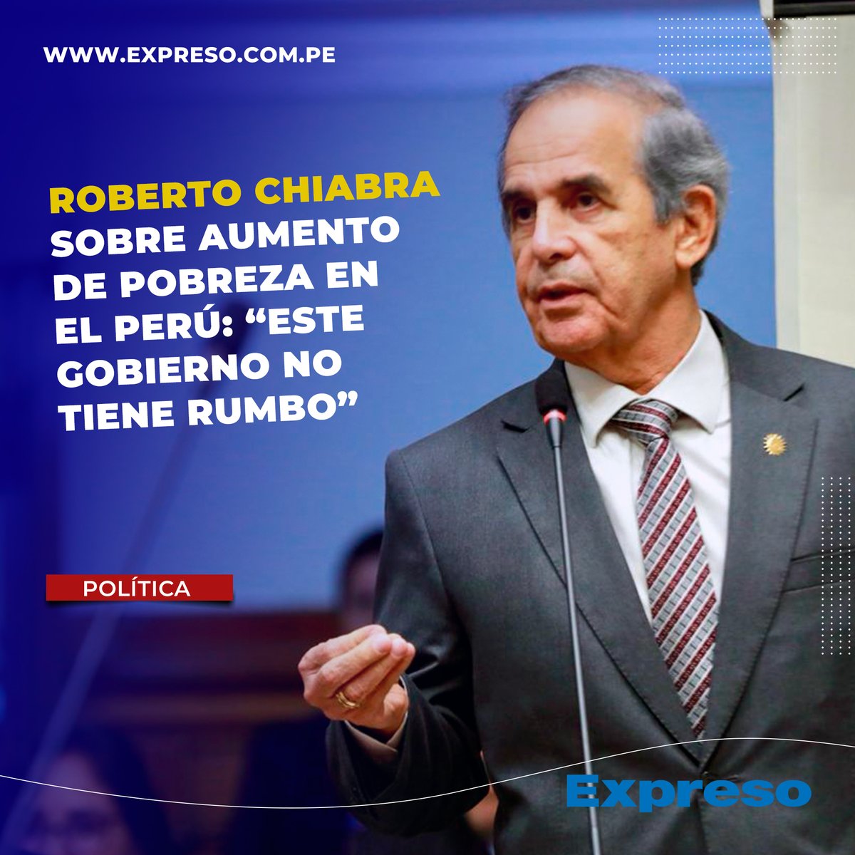 🗣 El parlamentario de Alianza para el Progreso (APP), Roberto Chiabra, se pronunció después de que el Instituto Nacional de Estadística e Informática (INEI) presentara un informe sobre la Pobreza Monetaria en el Perú en el 2023, la cual aumentó de 27.5 % a 29. 'Yo creo que este…