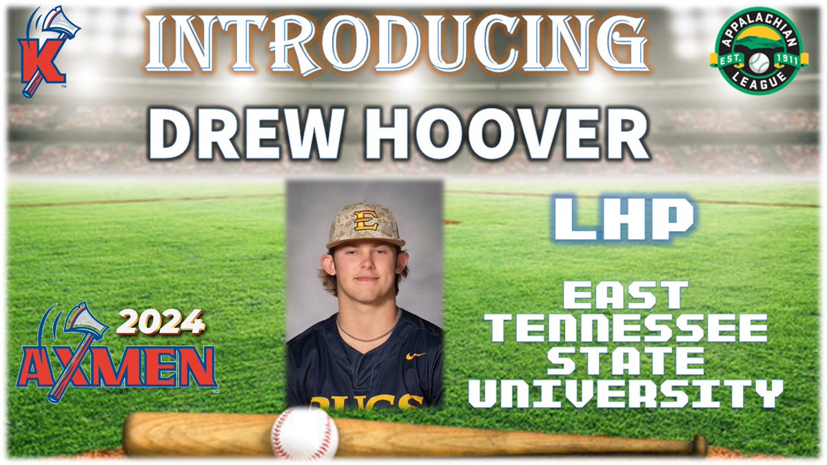 Give it up for @drewhoover10 of @ETSU_Baseball - he will be on the mound for our @KingsportAxmen this summer!

#AxesUp 🪓⚾️