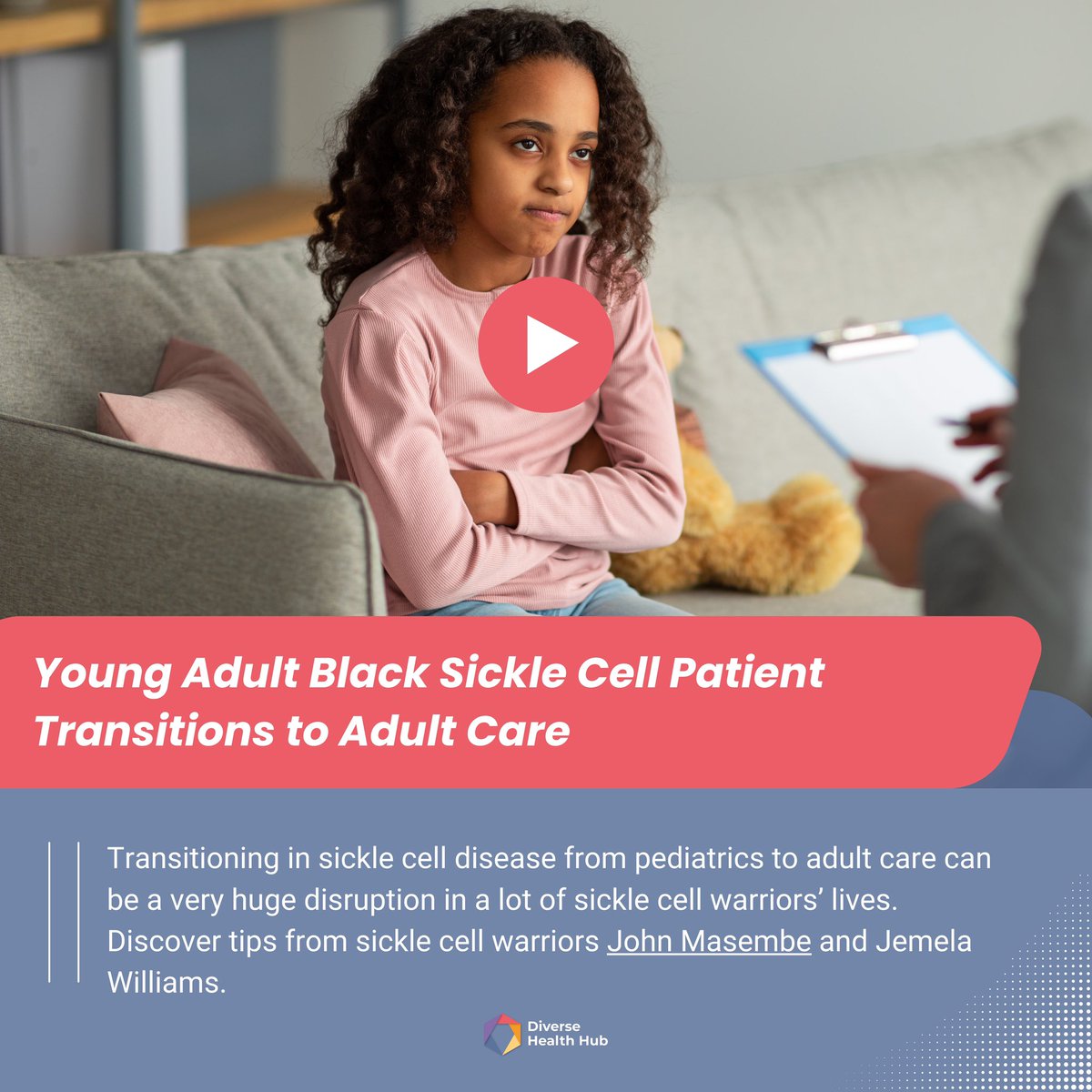 Our #DiagnosticsDecoded 🎥 on transitioning from pediatric to adult #sicklecellcare is now LIVE! Warriors John and Jemela share powerful insights on navigating this journey. Hear candid stories on challenges, race, support, and gain useful tips! Watch now: bit.ly/3wDQpIt