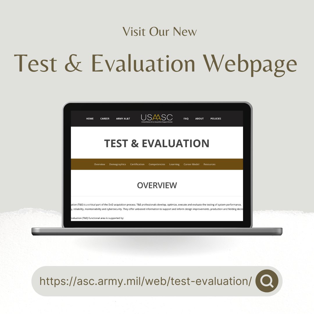 Test & Evaluation community: We now have a webpage dedicated to your career development! Check it out at asc.army.mil/web/test-evalu… @ASAALT | @JPEOCBRND | @TheUSATEC