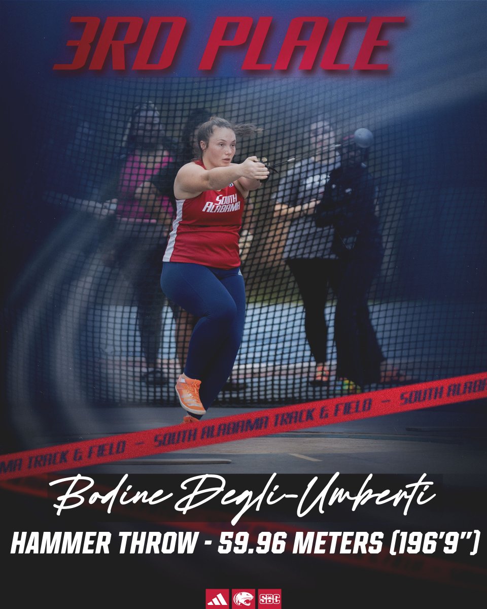 𝐁𝐨𝐝𝐢𝐧𝐞 𝐆𝐫𝐚𝐛𝐬 𝐁𝐫𝐨𝐧𝐳𝐞 🥉 Bodine Degli-Umberti takes third place in the women's hammer throw final with a season-best throw of 59.96 meters (196'9')! #OurCity