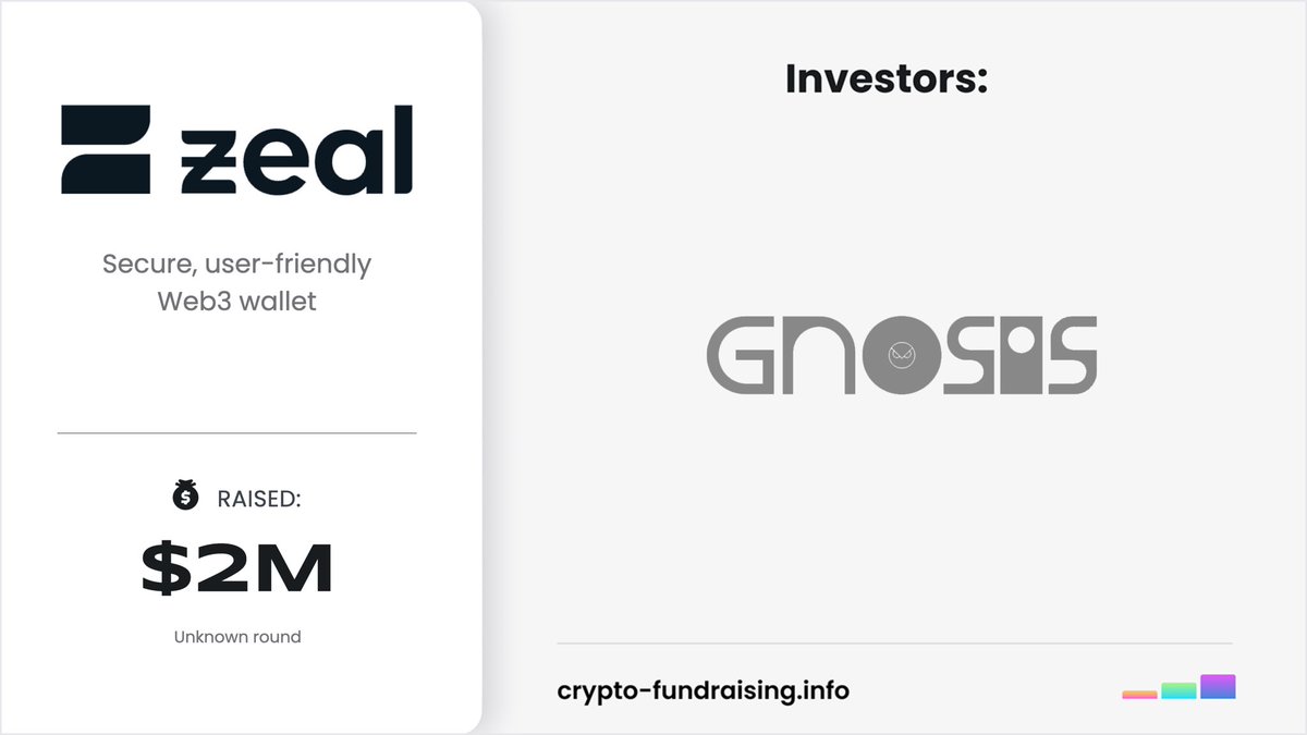 Secure, user-friendly Web3 wallet @withzeal raised $2M in a funding round from @gnosisdao. crypto-fundraising.info/projects/zeal/…