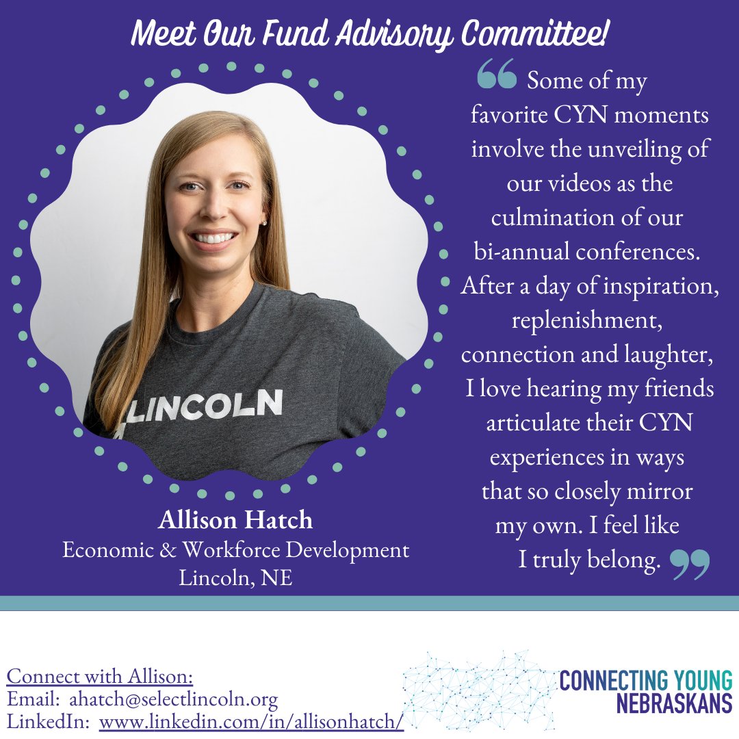 𝐌𝐞𝐞𝐭 𝐎𝐮𝐫 𝐅𝐮𝐧𝐝 𝐀𝐝𝐯𝐢𝐬𝐨𝐫𝐲 𝐂𝐨𝐦𝐦𝐢𝐭𝐭𝐞𝐞!

Allison Hatch is in Economic &amp; Workforce Development, where she builds connections between local employers and a pipeline of talent as well as creates career pathways for students and jobs seekers.