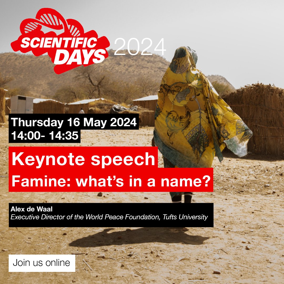 🚨 @MSFsci welcomes WPF's Alex de Waal as the Keynote Speaker for #MSFSci 2024 on Thursday, May 16th, at 1400 GMT! Register now to watch his speech, 'Famine: what's in a name?' bit.ly/3Uh4Ytd