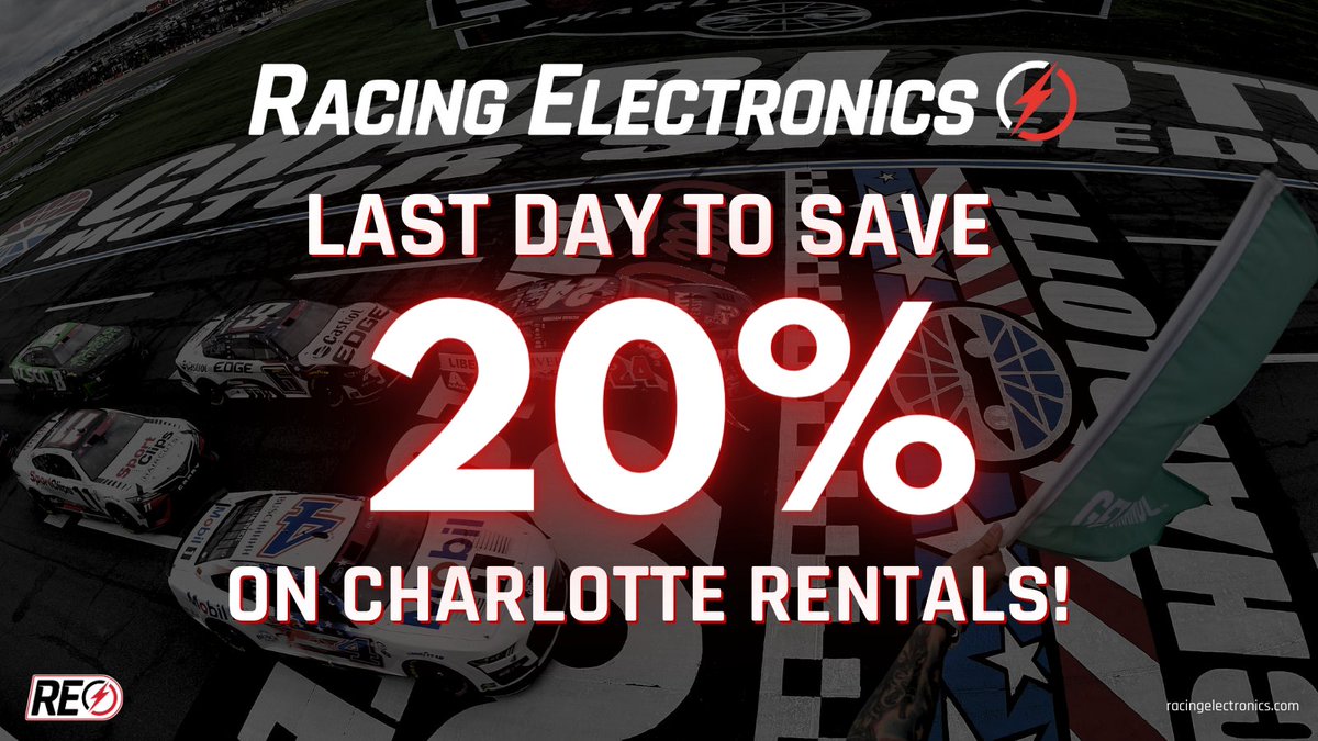 Heads up @CLTMotorSpdwy fans, Today is the last day to SAVE 2⃣0⃣% on your scanner and headphone rentals before prices increase tomorrow❗️ 💸 Save Today: RacingElectronics.com/rentals #REequipped | @PRNLive | #NASCAR