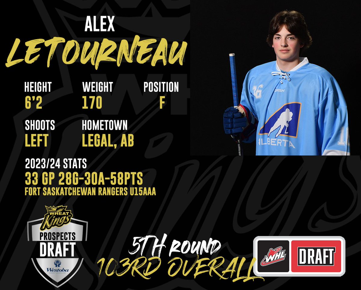 🏒🗳️THE PICK IS IN! 🏒🗳️With our sixth pick in the 2024 Prospects Draft for @WestobaCU, we are proud to select Alex Letourneau from the Fort Saskatchewan U15 AAA Rangers!