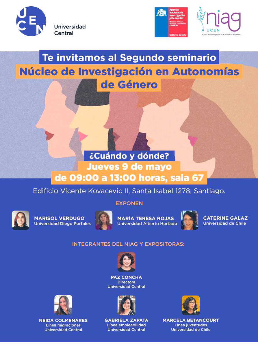 🤝Equipazo sororo! @pazc @gabyzapataroman @betamarce @caterinegv Hoy, en nuestro 2 seminario del #NúcleoDeGénero @ucentral_cl se presentaron 6 estudios espectaculares en las materias de #migraciones empleabilidad y juventudes, con perspectivas de género e interseccional 👌