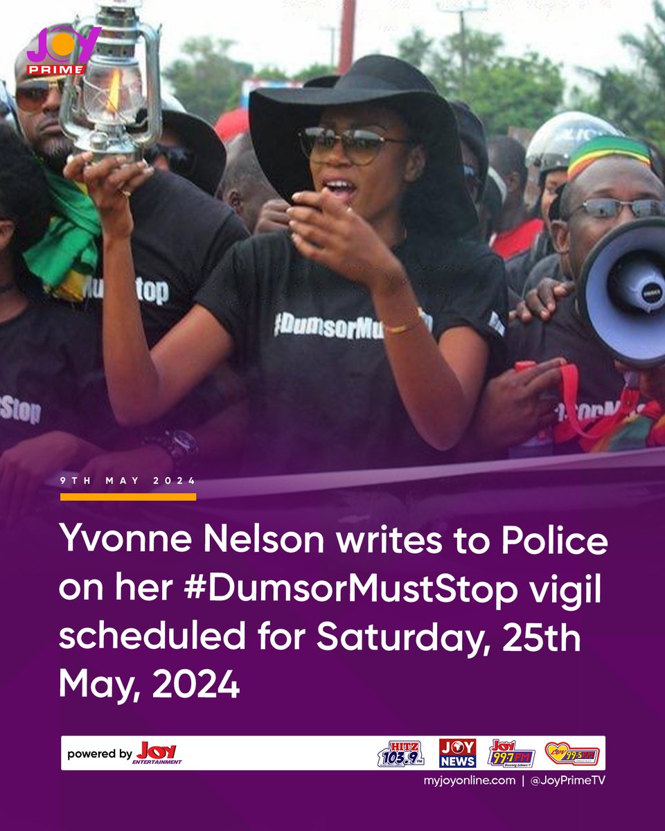 Yvonne Nelson writes to Police on her #DumsorMustStop vigil scheduled for Saturday, 25th May, 2024

#TheUltimateExperience