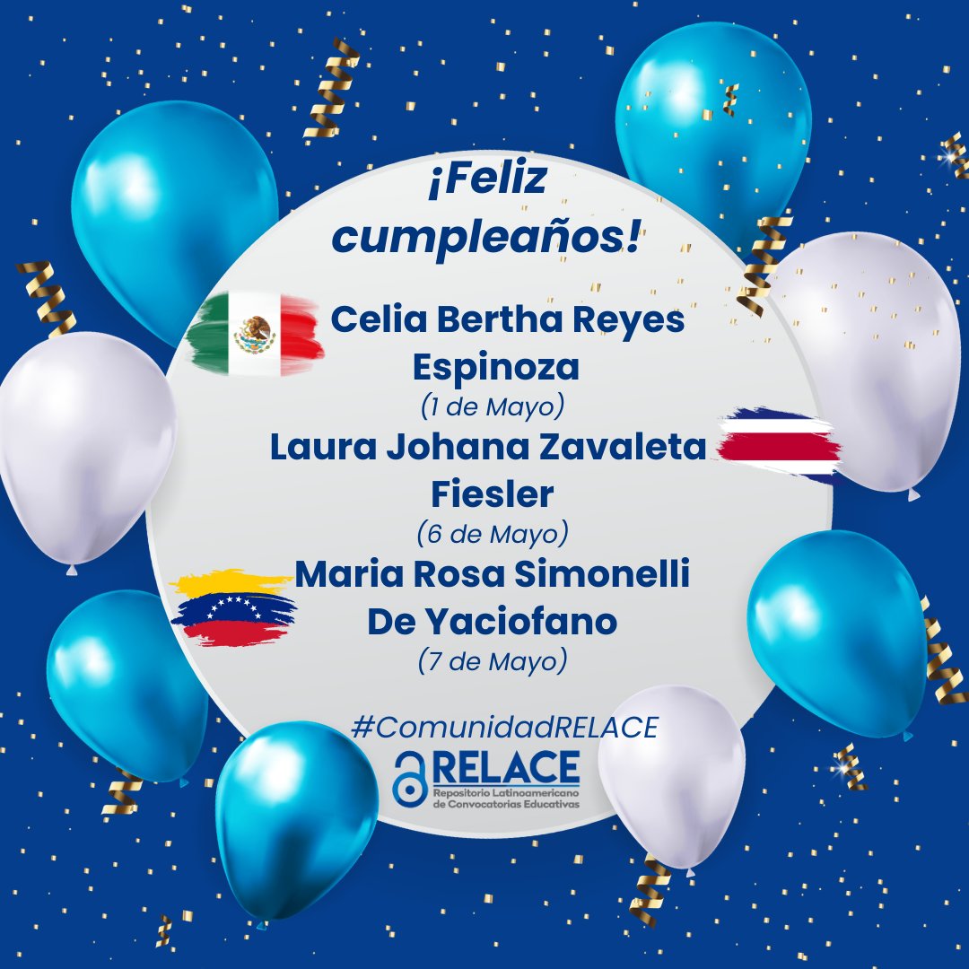 relaceorg's tweet image. ¡Únete a la celebración! Envía tus felicitaciones y buenos deseos a Celia Bertha de México, Laura Johana de Costa Rica y Maria Rosa Simonelli de Venezuela 🎂 
✨¡Hazles sonreír! Deja tus mejores deseos en los comentarios 👇
 #FelicesCumpleaños #UnidosPorLaAlegría #ComunidadRELACE