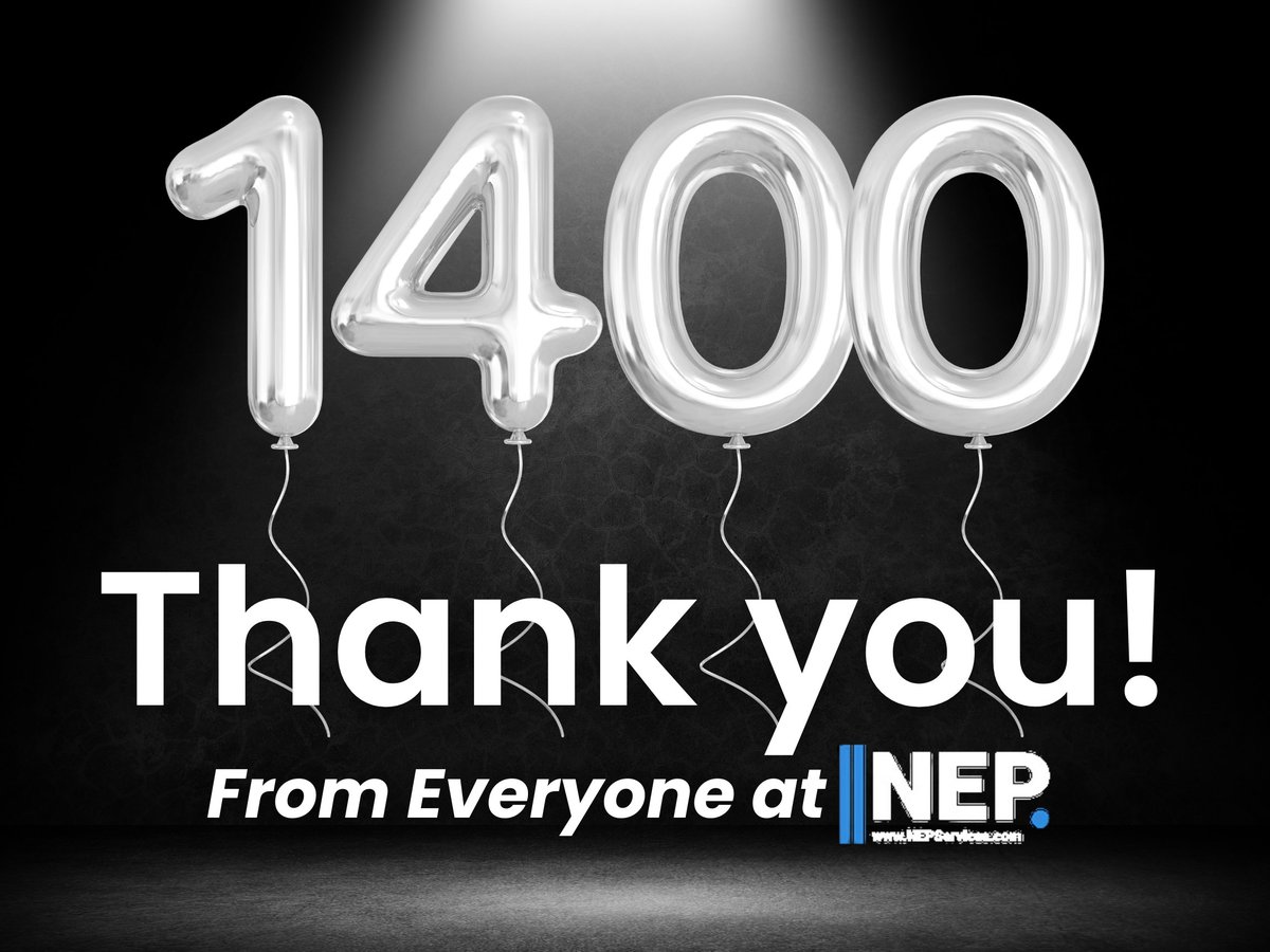 𝗗𝗶𝗱 𝘆𝗼𝘂 𝗵𝗲𝗮𝗿? 
NEP Services has 1,400 followers on LinkedIn! Thank you to everyone for helping to get us to that number.

We'll let you in on a secret to celebrate the occasion: we've got a 𝗕𝗜𝗚 announcement coming tomorrow! Follow us on LinkedIn to hear it first!