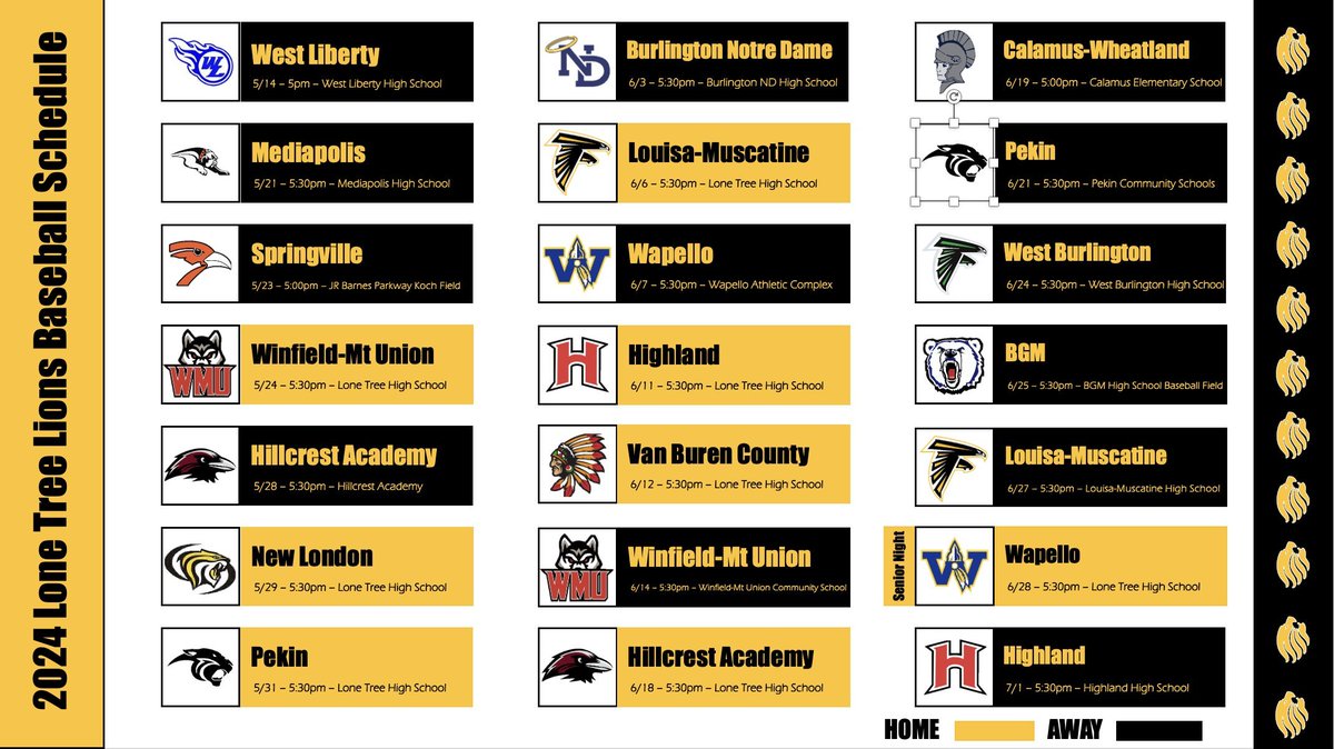 Michael Eden (@michaeleden4) on Twitter photo Under 1 week until the Lions open up the 2024 season! Here is our schedule for this summer. <a href="/LTBaseball24/">Lone Tree Baseball</a> Under 1 week until the Lions open up the 2024 season! Here is our schedule for this summer. <a href="/LTBaseball24/">Lone Tree Baseball</a>