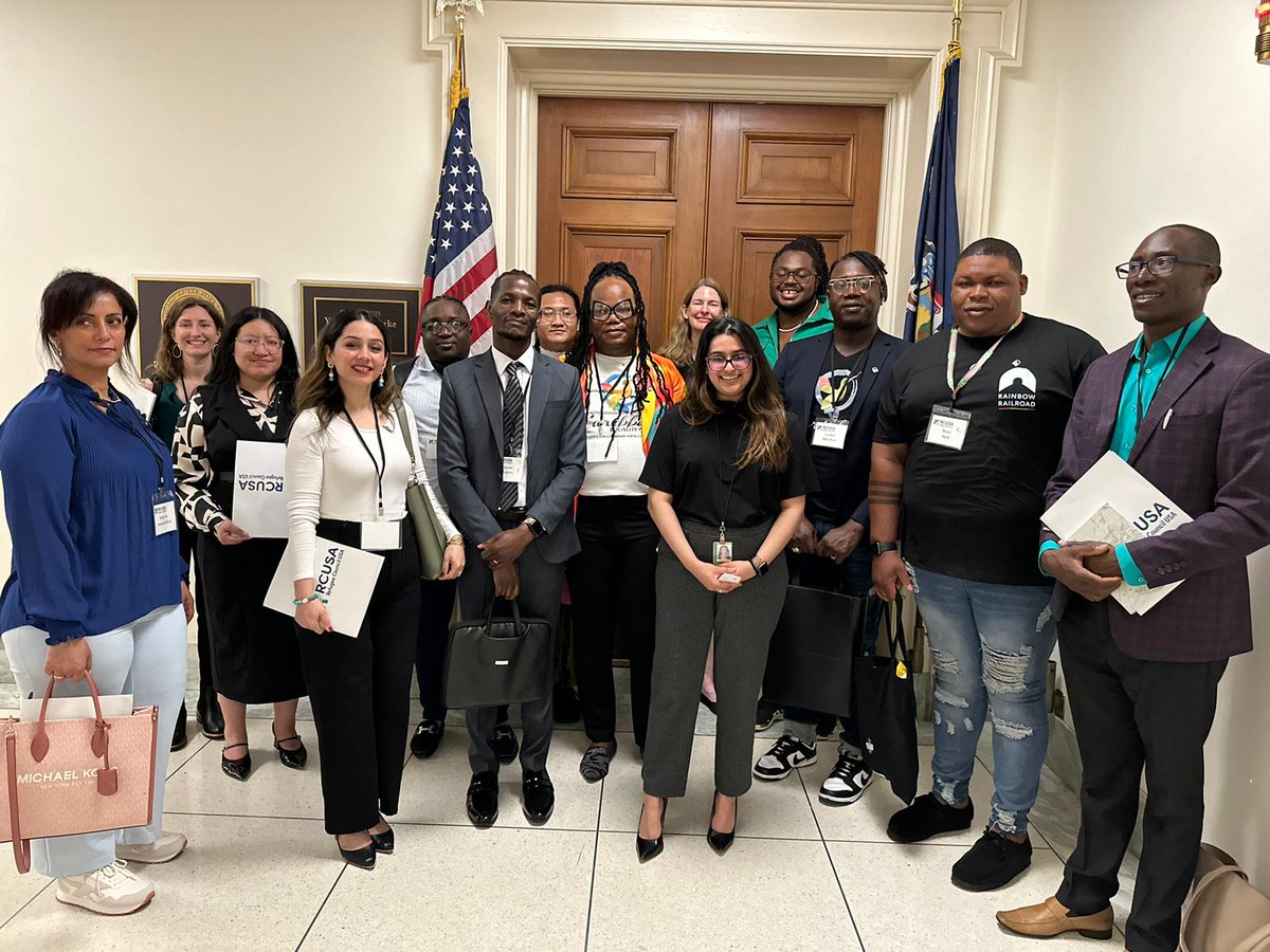 Home after @RCUSA_DC Advocacy days w/ @RainbowRailroad volunteers from Jamaica, Indonesia, Kenya & Uganda. On the Hill, we advocated for refugee and asylum protection, funding and work authorization. So proud to see LGBTQI+ asylum seekers speaking out. Listen up Congress!