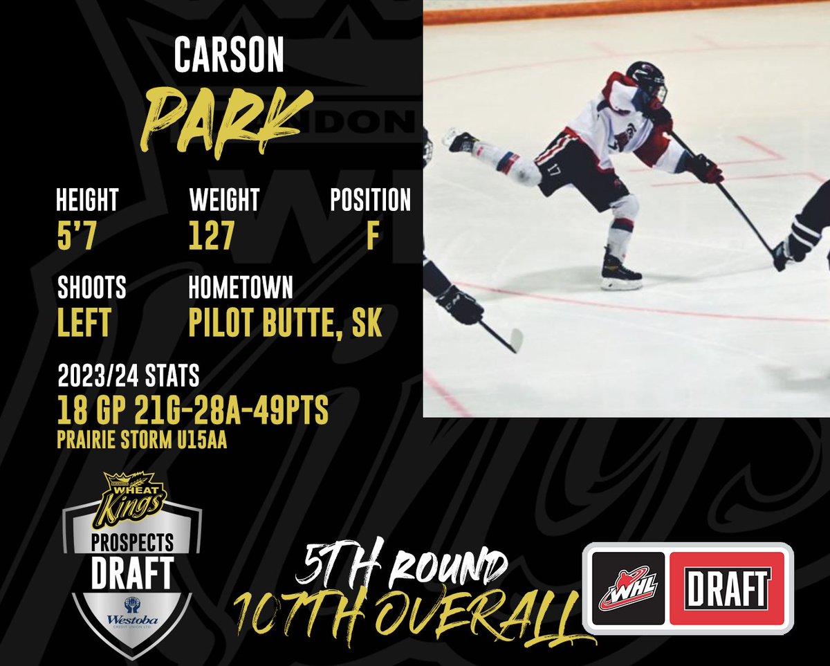🏒🗳️THE PICK IS IN! 🏒🗳️With our seventh pick in the 2024 Prospects Draft for @WestobaCU, we are proud to select forward Carson Park from the Prairie Storm U15 AA team!