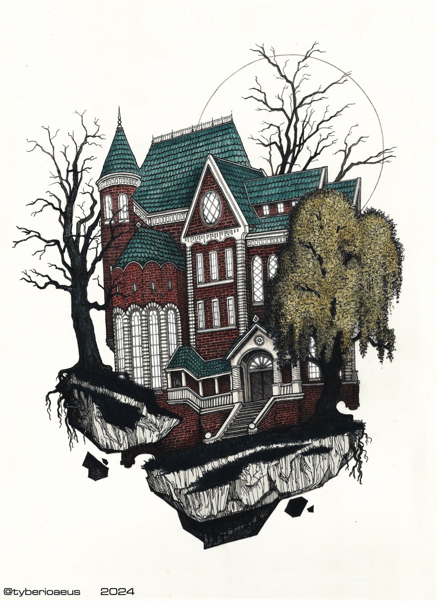 spooky victorian mansion

#inkdrawing #penandink #doodle 
#spookymansion #haunted 

#fineliner #pigmamicron #sketchbook #sketch