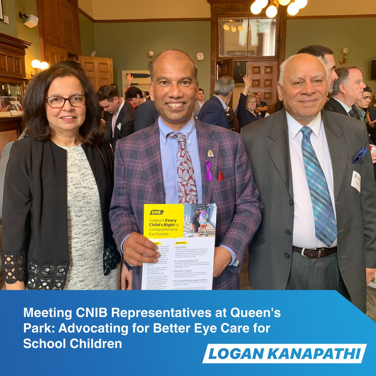 Had a chance to meet representatives from the Canadian National Institute for the Blind @CNIB when they came to Queen's Park for their Lobby Day. Very happy to hear their requests for more eye exam access for school children, and to thank them for coming to the Legislature!