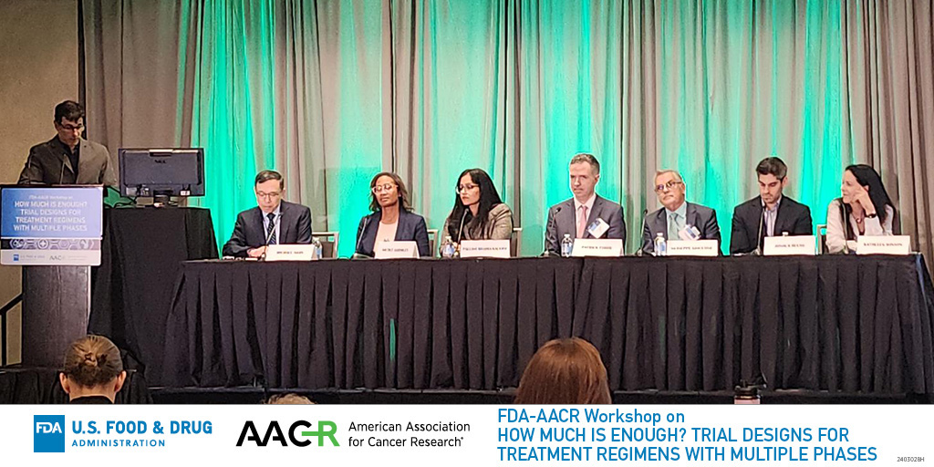What is the future of multiple arm trials? Minghua Shan, Nicole Gormley, Pallavi Mishra-Lalyani, @FordePatrick, Giuseppe Giaccone, Joshua Reuss, and Kathleen Winson address this question in panel discussion at the FDA-AACR workshop. @US_FDA @HopkinsKimmel @WeillCornell
