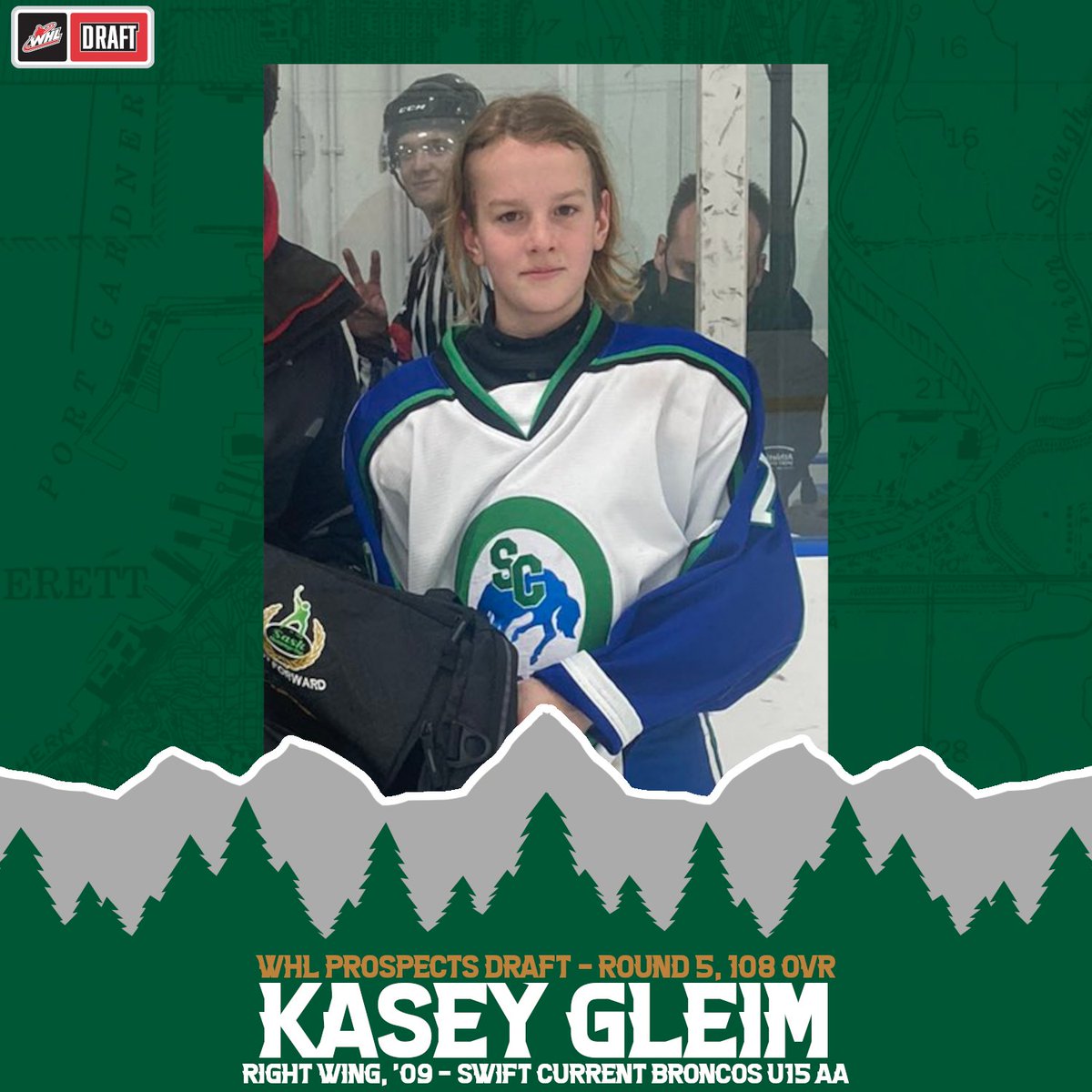 WHLsilvertips's tweet photo. With the 108th-overall pick in the 2024 #WHLDraft, we select...

Kasey Gleim (RW, '09) from Swift Current Broncos U15 AA!

#ForEverett https://t.co/WnBOzxiJJM