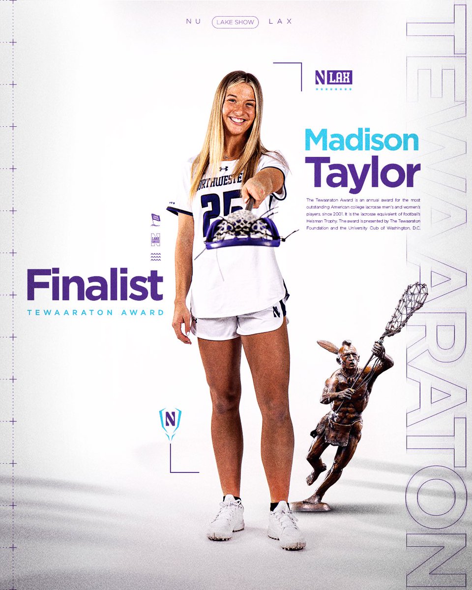NULax's tweet photo. The T stands for @Tewaaraton 🤩

Madison Taylor is the first sophomore to be named a Tewaaraton Finalist since 2014 (Taylor Cummings, Kayla Treanor) https://t.co/MCy7HqKzwZ