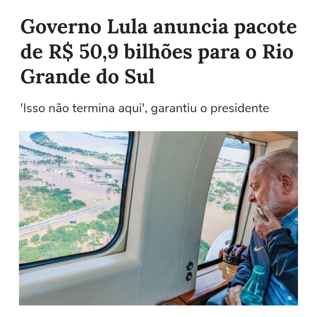 A tentativa de figuras públicas de inundar as redes sociais com o discurso de que o 'Governo não faz nada' logo após o Governo Lula anunciar R$50 Bilhões para o Rio Grande do Sul é sim no mínimo suspeita.

Mas além disso, olhar para a câmera gritando termos genéricos de revolta,