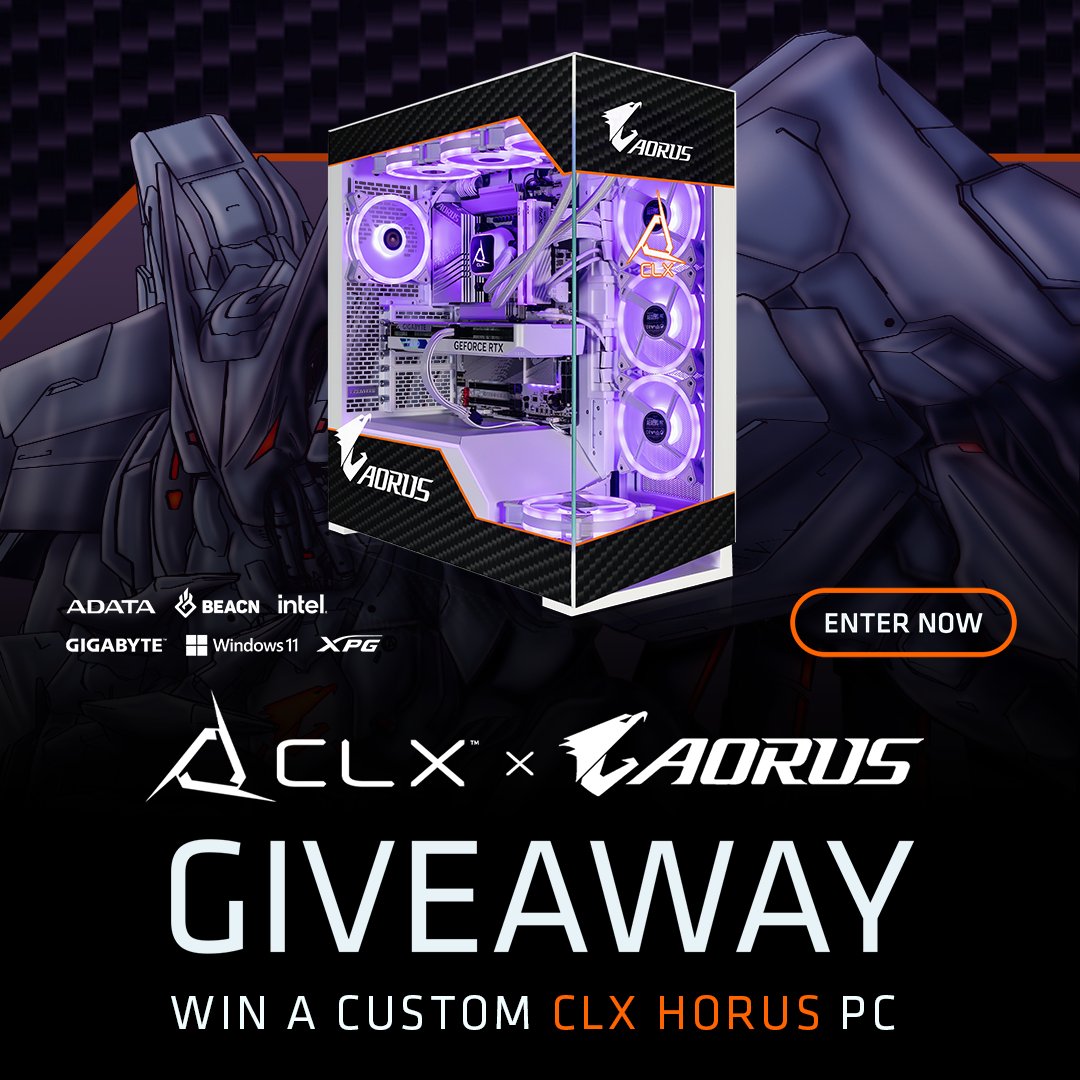 🚨PC GIVEAWAY ALERT🚨 We've teamed up with @CLXGaming to give you a chance to win a one of a kind custom AORUS Robot themed Horus gaming PC! 🧡 LIKE ↩️ SHARE 🏷️ TAG A FRIEND ENTER HERE: clxgaming.com/giveaways #AORUS #AORUSNA #GIGABYTE #CLXGaming #CLXHorus #PCGiveaway