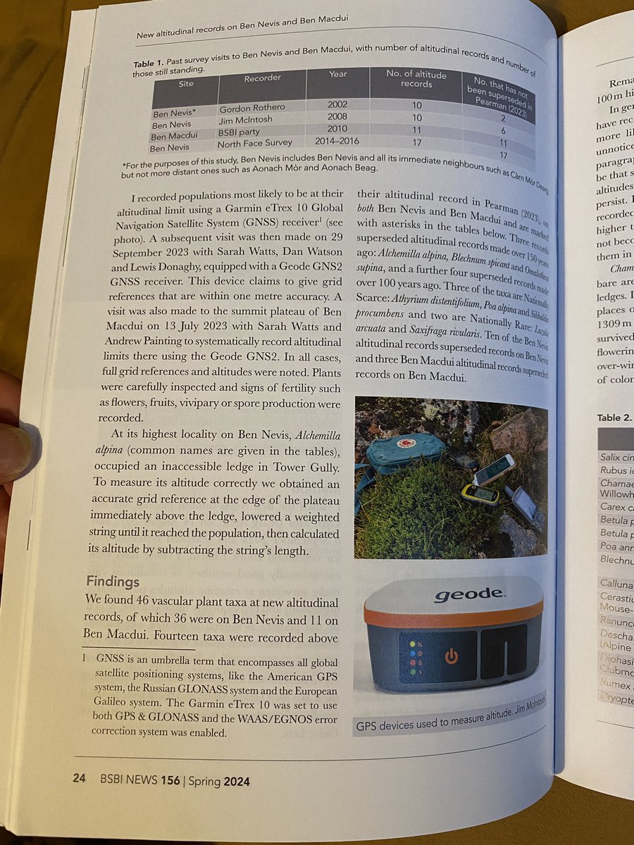 Absolutely fantastic to see this 6-page article on botanical altitudinal records by @JimMcIn37952395 in the latest publication of #BSBInews @BSBIbotany. Featuring our record-breaking finds from Ben Macdui & Ben Nevis last summer! #HighMountainTrees @BSBIScotland @PaintingAndrew
