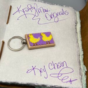 Purple and Yellow Chickens – Ducks Beadwoven Original Key Chain kraftymax.net/shop/purple-ch…