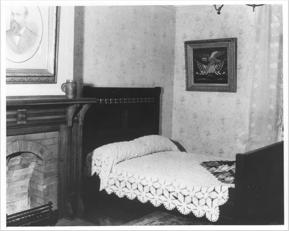 #ThrowbackThursday: 1968. James & Lucretia Garfield's first-floor 'summer bedroom.' The fireplace surround & mantel were taken from the parlor & moved to this room in 1904. Today, the bedroom & parlor have been restored to their original 1880 appearance. #jamesagarfieldnhs