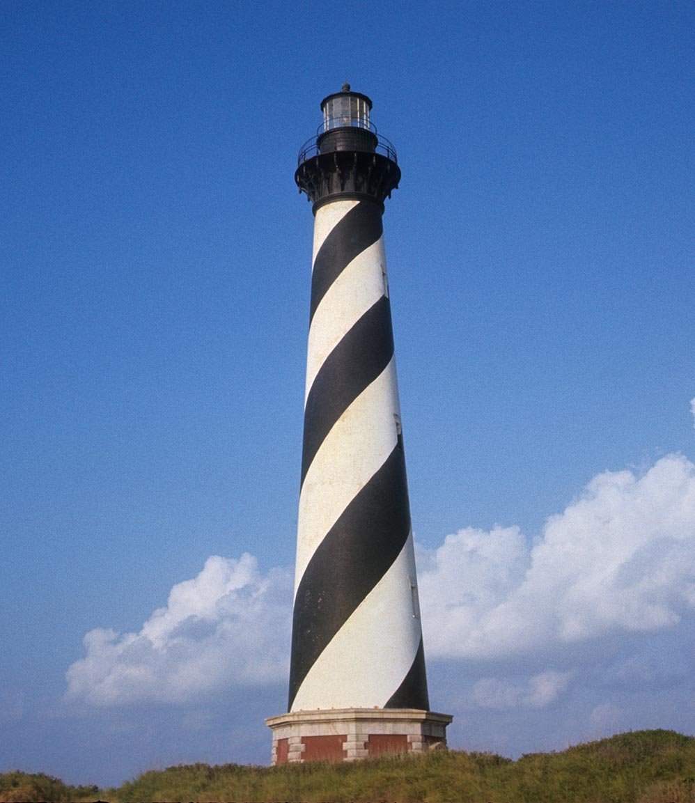 Cape Hatteras Lighthouse is the country’s tallest lighthouse (pictured here ca. 1950s). It was established in 1953 and formally dedicated in 1958.