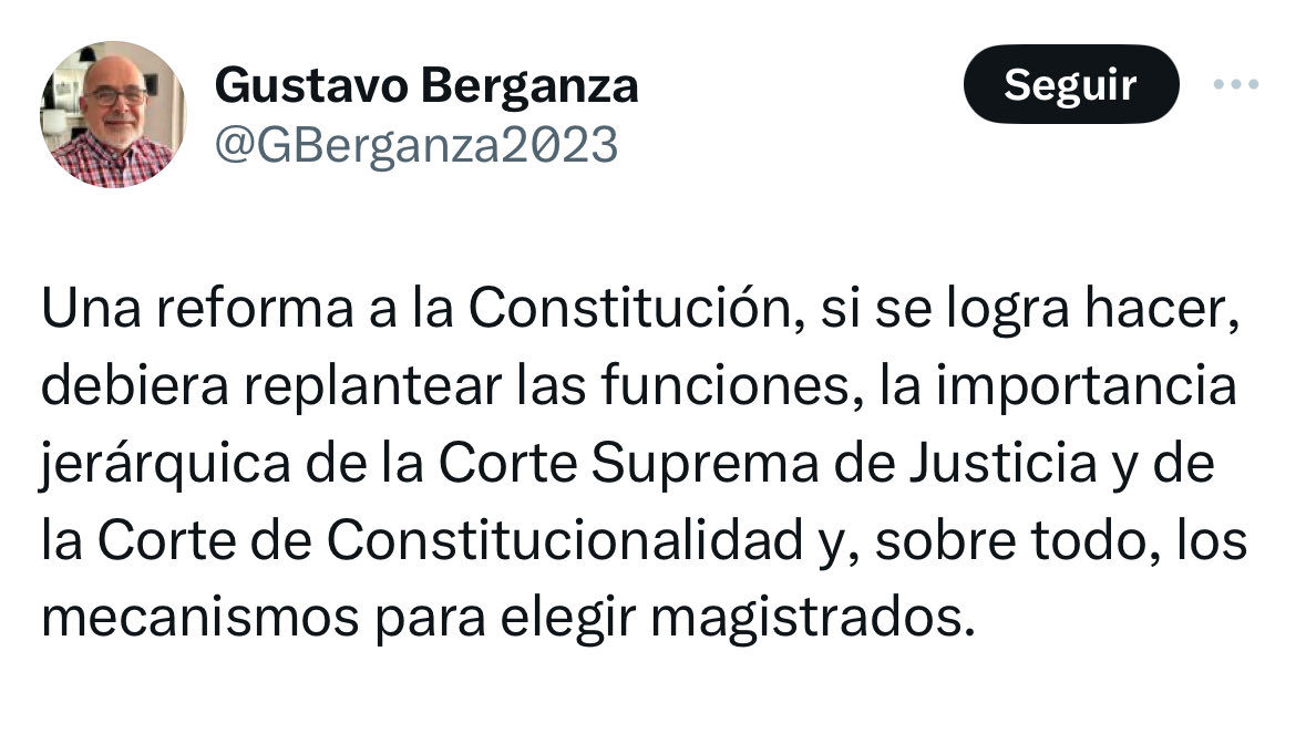 dicho por un comunista ex guerrillero colaborador de la guerrilla en los 70's y 80's NO SOLO QUIEREN EL MP QUIEREN REFORMAR LA CONSTITUCION PARA TOMAR EL CONTROL DE LA CSJ Y LA CC OSEA: DICTADURA JUDICIAL TOTAL IGUAL QUE CON cicig !!!!! asi o mas claro ???👇👇👇