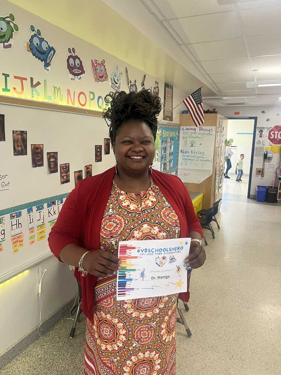#VBSchoolsHERO 🦸🏽‍♀️ 🦸🏾‍♂️ congrats 🎉 to @DrManigo on being recognized as a school hero! @vbschools @VBTitleI