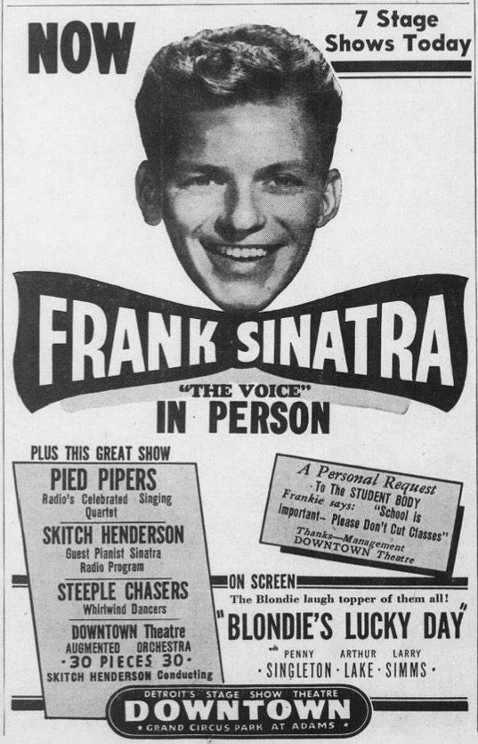 OTD ✨️ ✨️ May 9-15, 1946 Downtown Theater, Detroit, MI #FrankSinatra