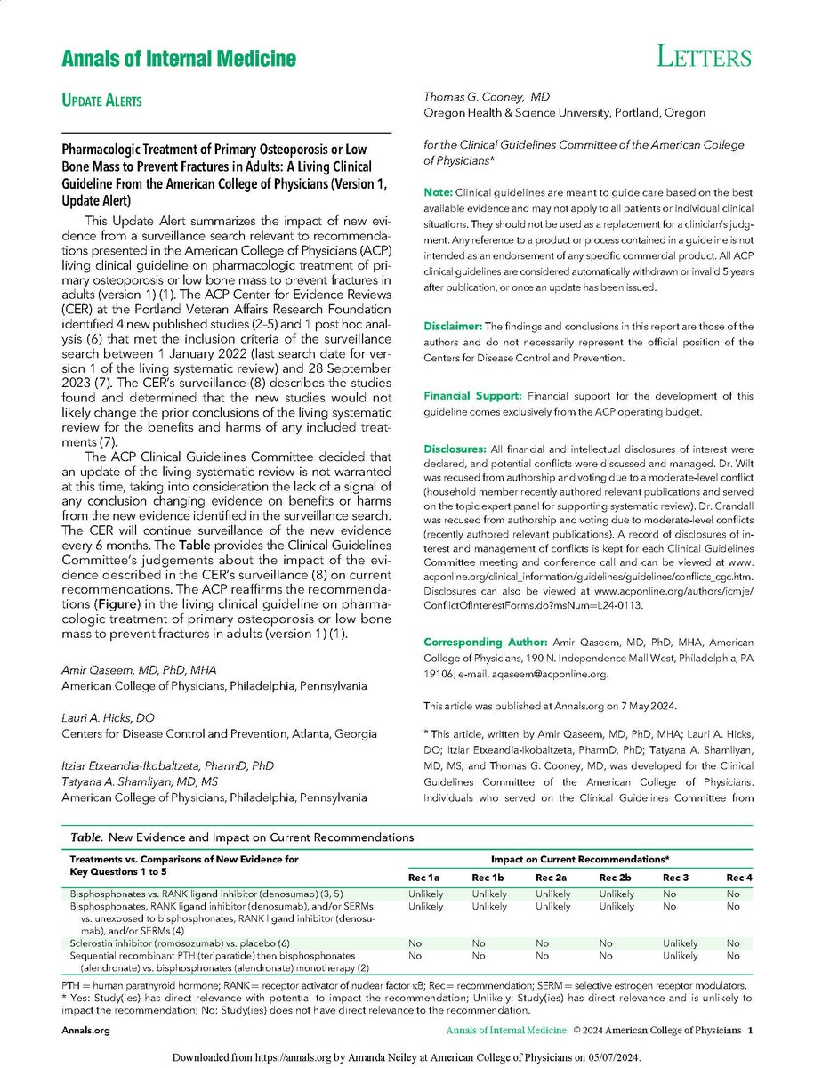 New #UpdateAlert from @ACPIMPhysicians for pharmacologic treatment of #osteoporosis: ow.ly/PT6q50RAoxL