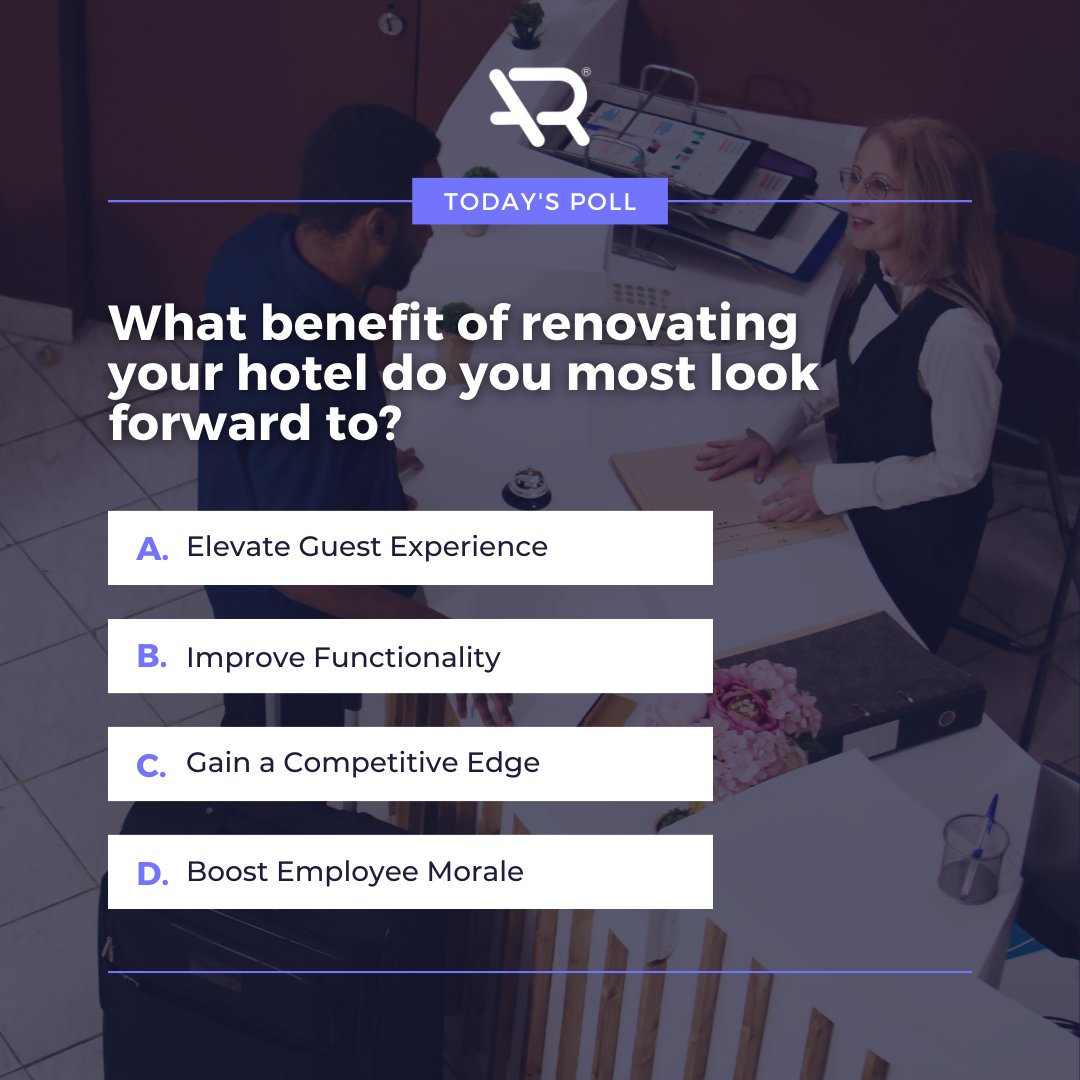 There are a number of benefits that come with renovating your hotel!

What benefit are you most looking forward to during your next renovation?

Did we miss any of your favorites? Comment your favorite benefit down below!

#hoteldesign #hotels #hotelier