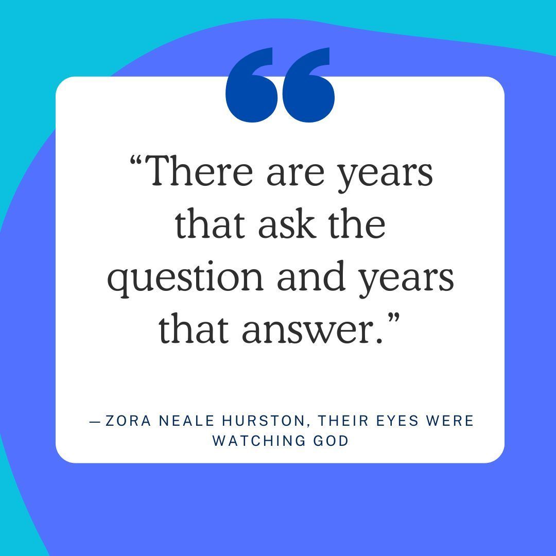 “There are years that ask the question and years that answer.” —Zora Neale Hurston, Their Eyes Were Watching God. Last year, I found some answers, and now I am back in a year of questions. How about you? #midlife #writinglife