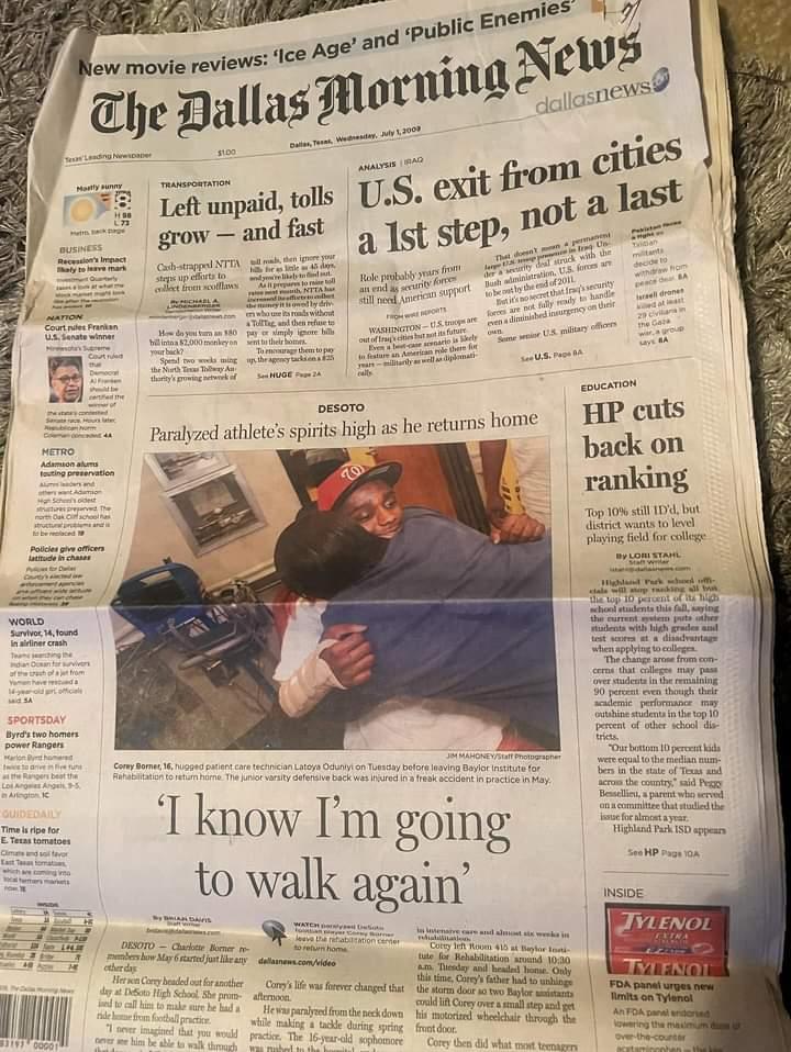 RETWEET THIS IF YOU BELIEVE I WILL WALK AGAIN!!!!!!!! 
MY FIRST NEW PAPER ARTICLE WITH <a href="/dallasnews/">Dallas Morning News</a>
#FINDAWAY