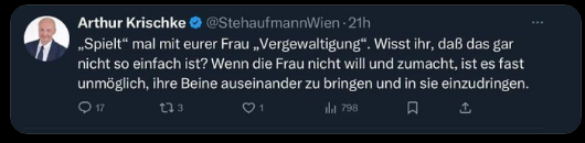 ⚠️ Klaut Beiträge und blockt, sobald man ihn darauf anspricht. Alles andere als vertrauenswürdig und auch sonst scheinbar nicht ganz dicht. Klarer Fall für die Blockhütte!☝️
 @StehaufmannWien