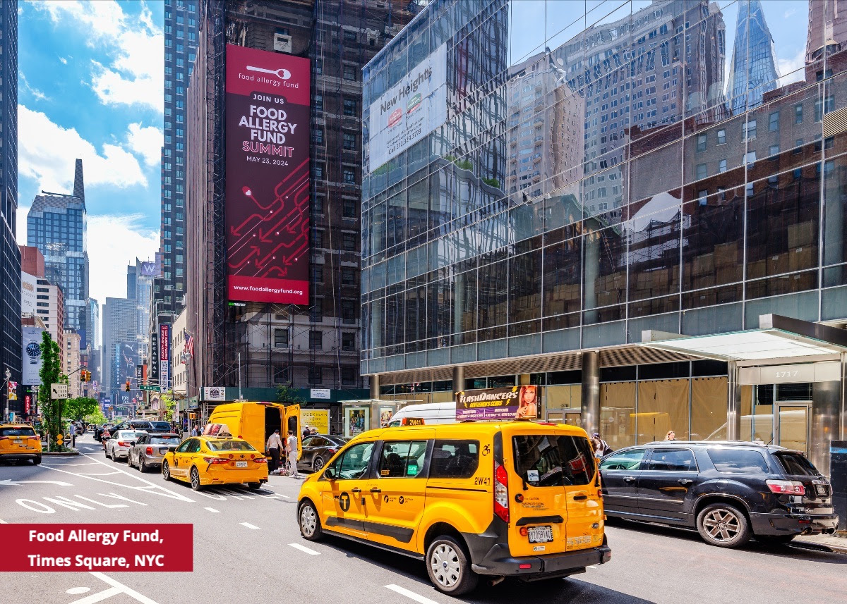 Thanks to a fabulous FAF supporter, we are highlighting #foodallergies on #TimesSquare billboards until May 23! Times Square is at the crossroads of America, and FAF stands at the crossroads of #foodallergy breakthrough #research and treatment options.