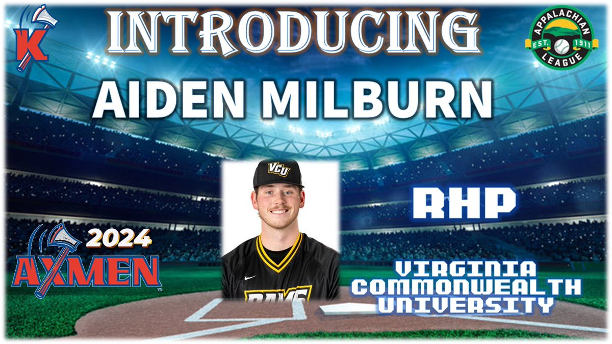 He will be sure to burn down some batters this summer in the Appy League!  @aidenmilburn27 of @VCUBaseball - Welcome to the @KingsportAxmen!

#AxesUp 🪓⚾️