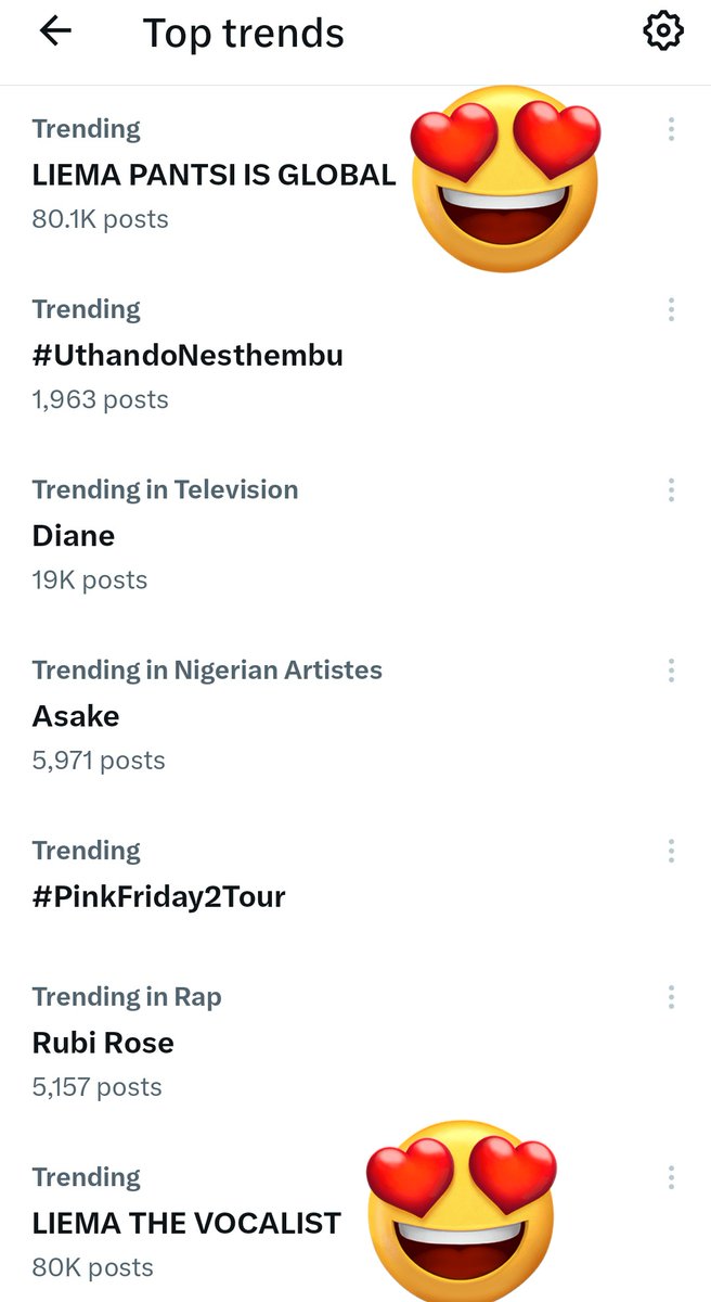 Both tags at 80k posts.😍😍😍 Leave trending for the biggest fanbase abeg! None comes even close.
LIEMA PANTSI IS GLOBAL 
LIEMA THE VOCALIST 
#IconicLiemaPantsi 
#LiemaPantsiXBrands