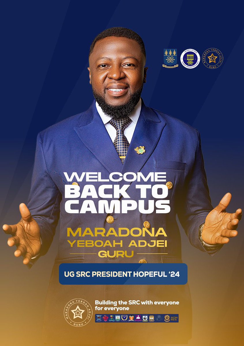 🔱MARADONA YEBOAH ADJEI (GURU -NKZ) @gurunkz UGSRC PRESIDENT HOPEFUL’24 Welcomes all students back to campus;  Dear Legonites, Let's kick off this semester with positivity and enthusiasm!'  #Building the SRC with Everyone for everyone  #Let’s all get involved  # WEGODOAM✅❤️