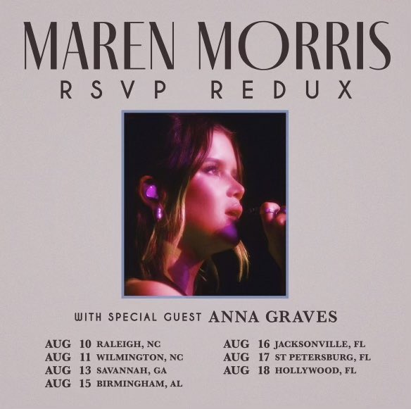 Get excited because @annagravesmusic is hitting the road with @MarenMorris on her #RSVPRedux tour this August!✨