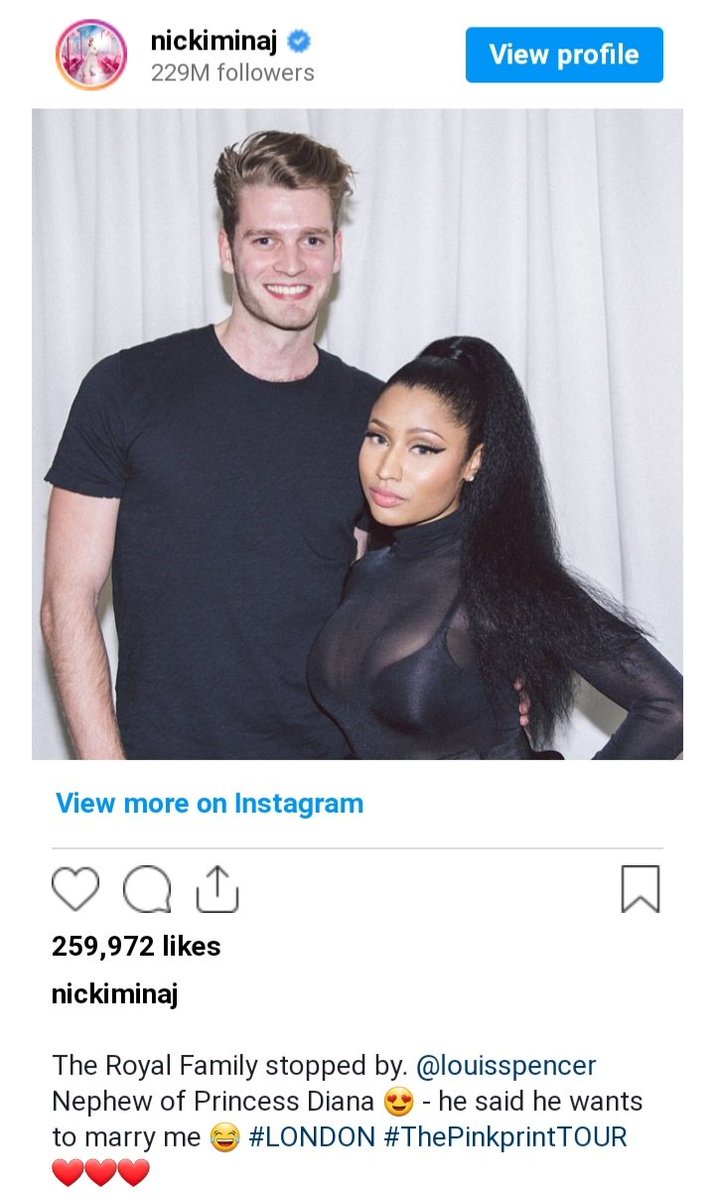 Love this Nicki Minaj post from 2015. Louis Spencer was handsome back then as well as now. Like Meghan, he has a degree in theatre. So happy he supported his cousin Harry at the Invictus 10th Anniversary service!